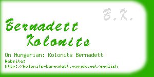 bernadett kolonits business card